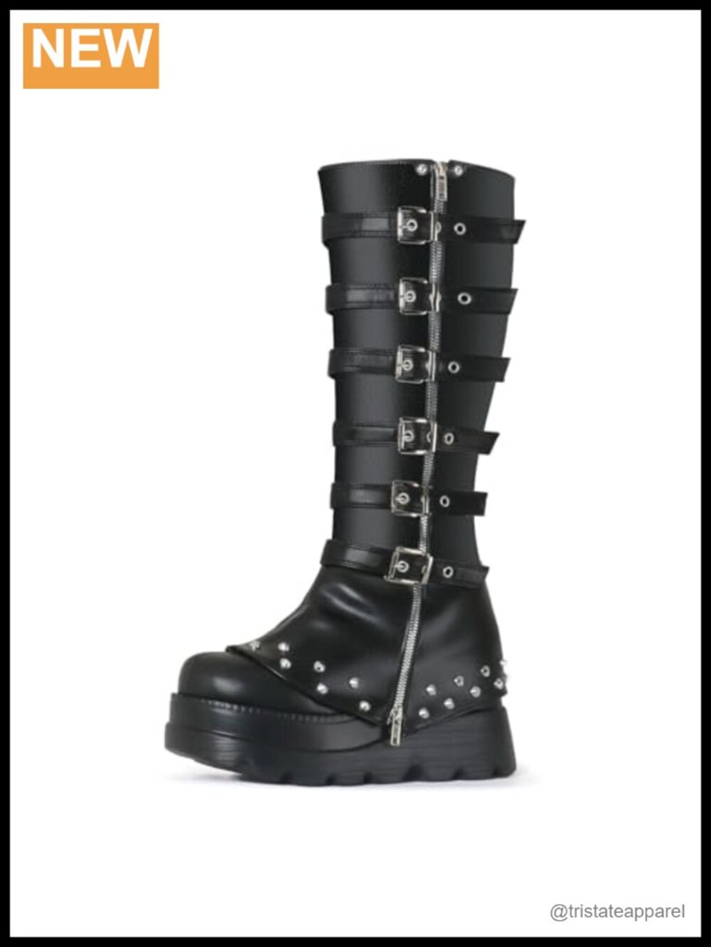 Knee High Platform Wedge Boots Women Punk Goth Chunky Heels Cosplay Vegan